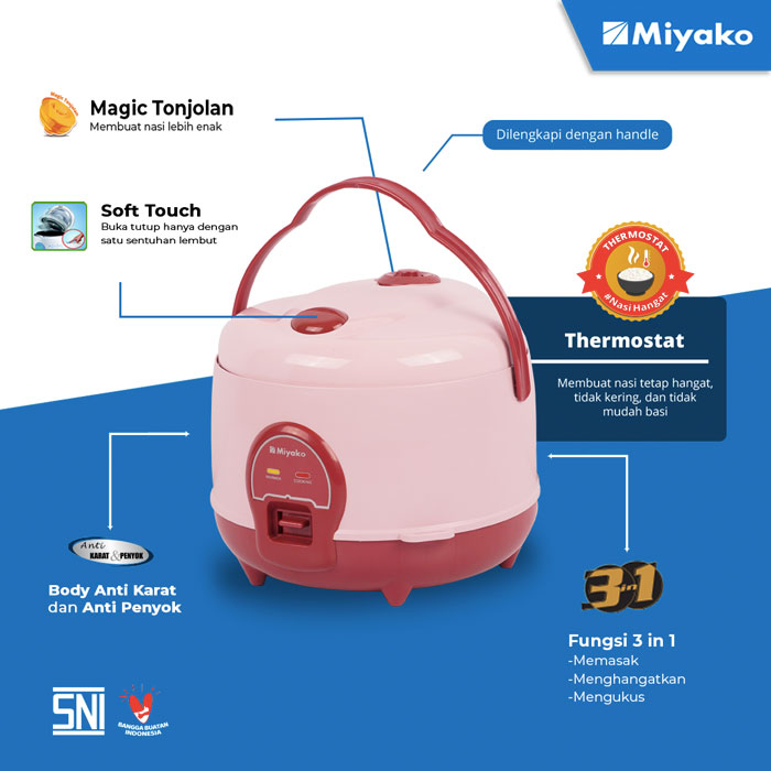 Miyako Rice Cooker Magic Warmer Plus 3 In 1 1,2 L - MCM-512C BH | MCM512C BH
